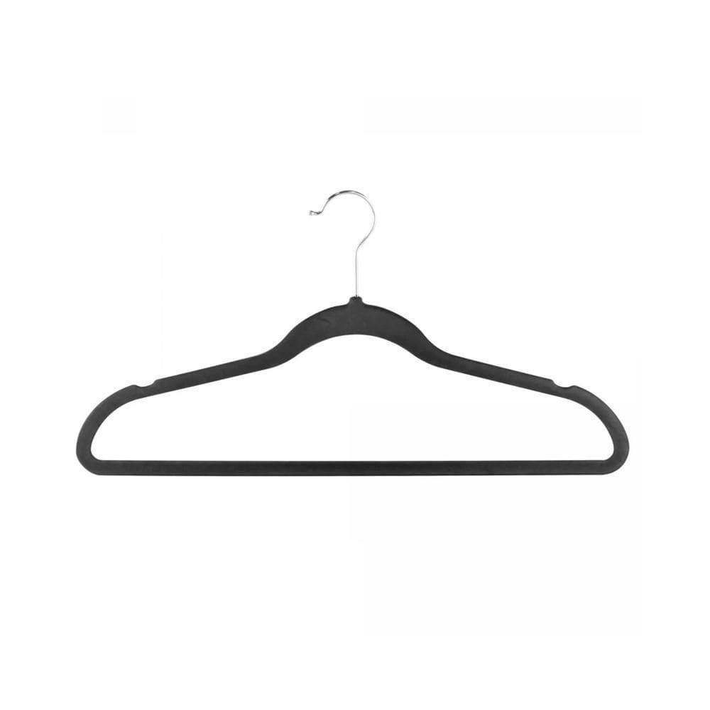 Kit 5 Cabides De Veludo Antideslizantes Ultrafinos Adulto Lyor 41,5 Cm Cor:preto