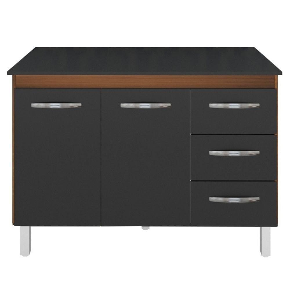 Balcão Com Tampo Bianca 120 Cm Savana Preto Moblis