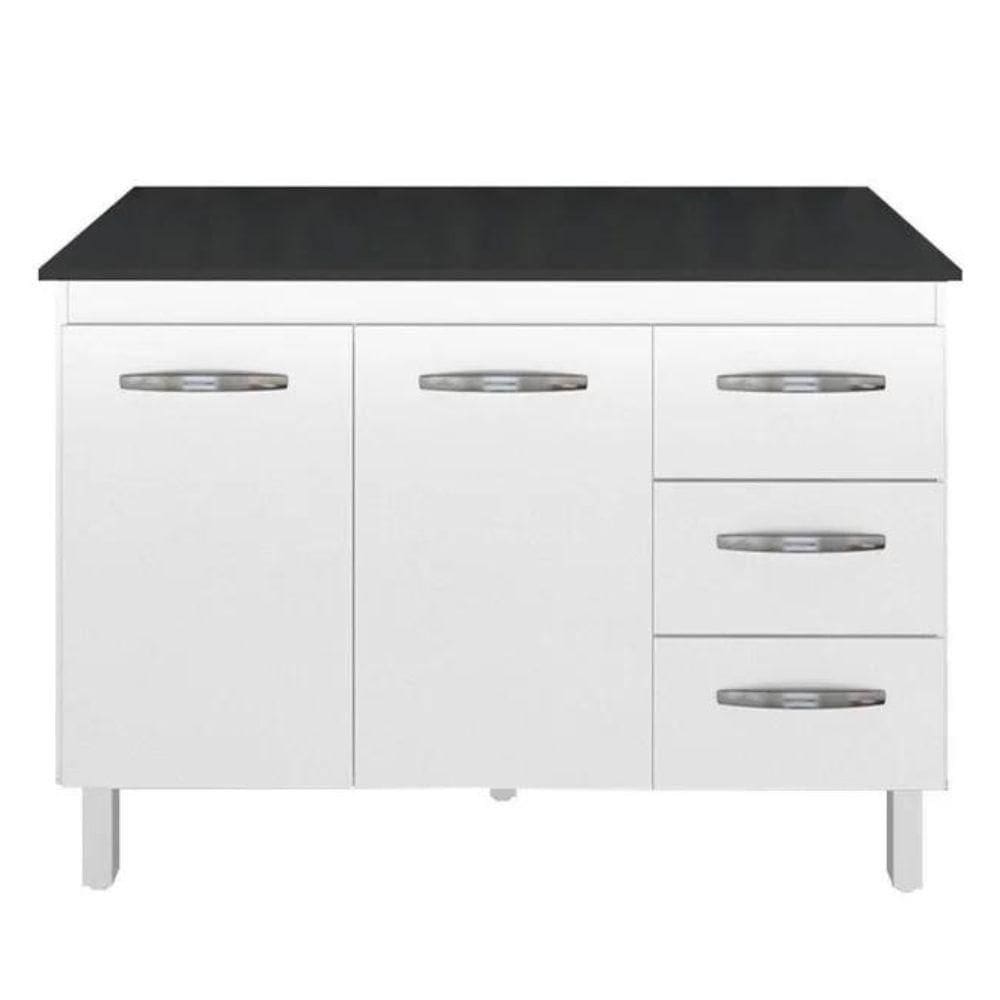 Balcão Com Tampo Bianca 120 Cm Branco Preto Moblis