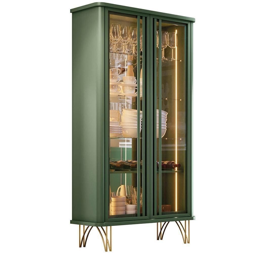 Cristaleira De Jantar Bar Adega Led 02 Portas Síria B01 Verde Pistache