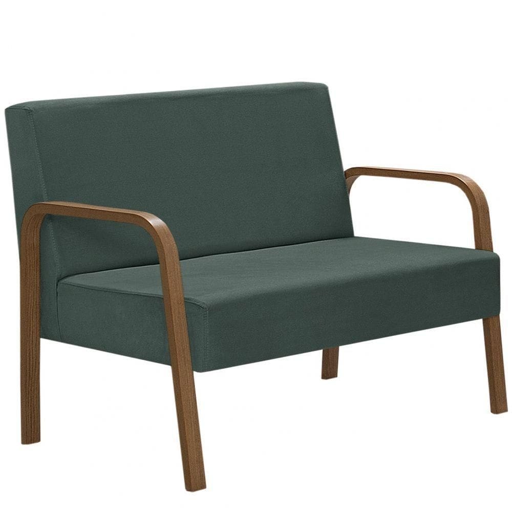 Poltrona 2 Lugares Luna Braço Madeira D Salla Suede