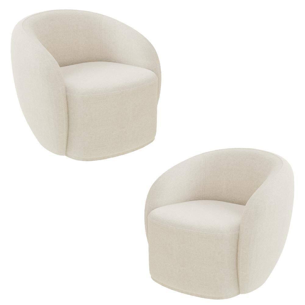 2 Poltronas Decorativas íbis Encosto Fixo Bouclê Off White G33 Gran Belo
