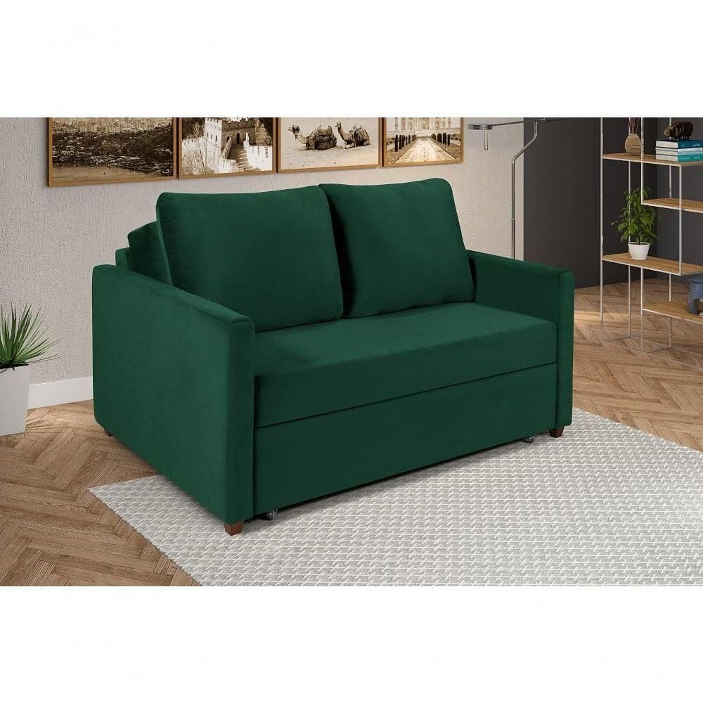 Sofá Cama Hope D33 Suede Casal Império Verde 403