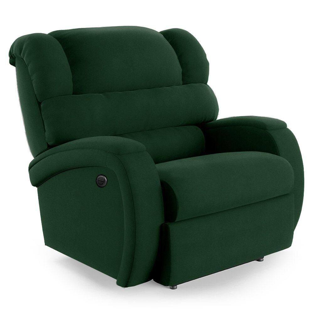 Poltrona Do Papai Reclinável Napoli Power Elétrica Veludo Fh1 Verde