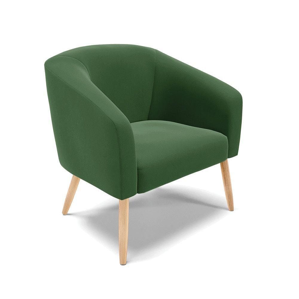 Cadeira Sala De Jantar Pé Palito Natural Kit 2 Stella Suede D03 - D\`rossi Cor Verde