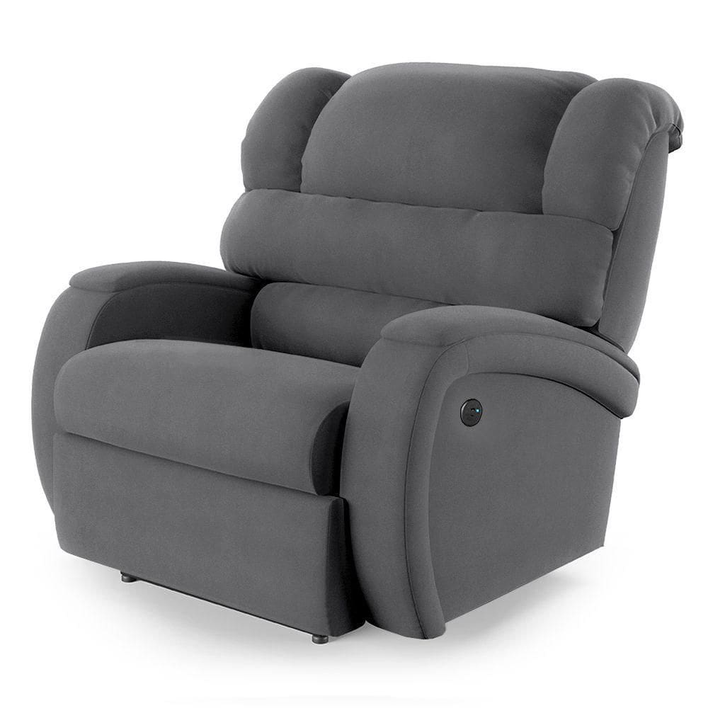 Poltrona Do Papai Reclinável Napoli Controle Power Elétrico Usb Veludo Fh1 Cinza