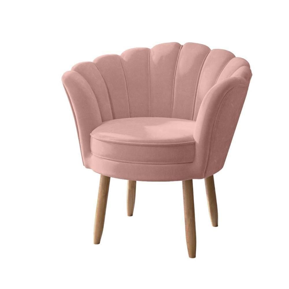 Poltrona Pé Palito Flor Sala, Quarto Mesa Maquiagem Cor:rosa Rosa