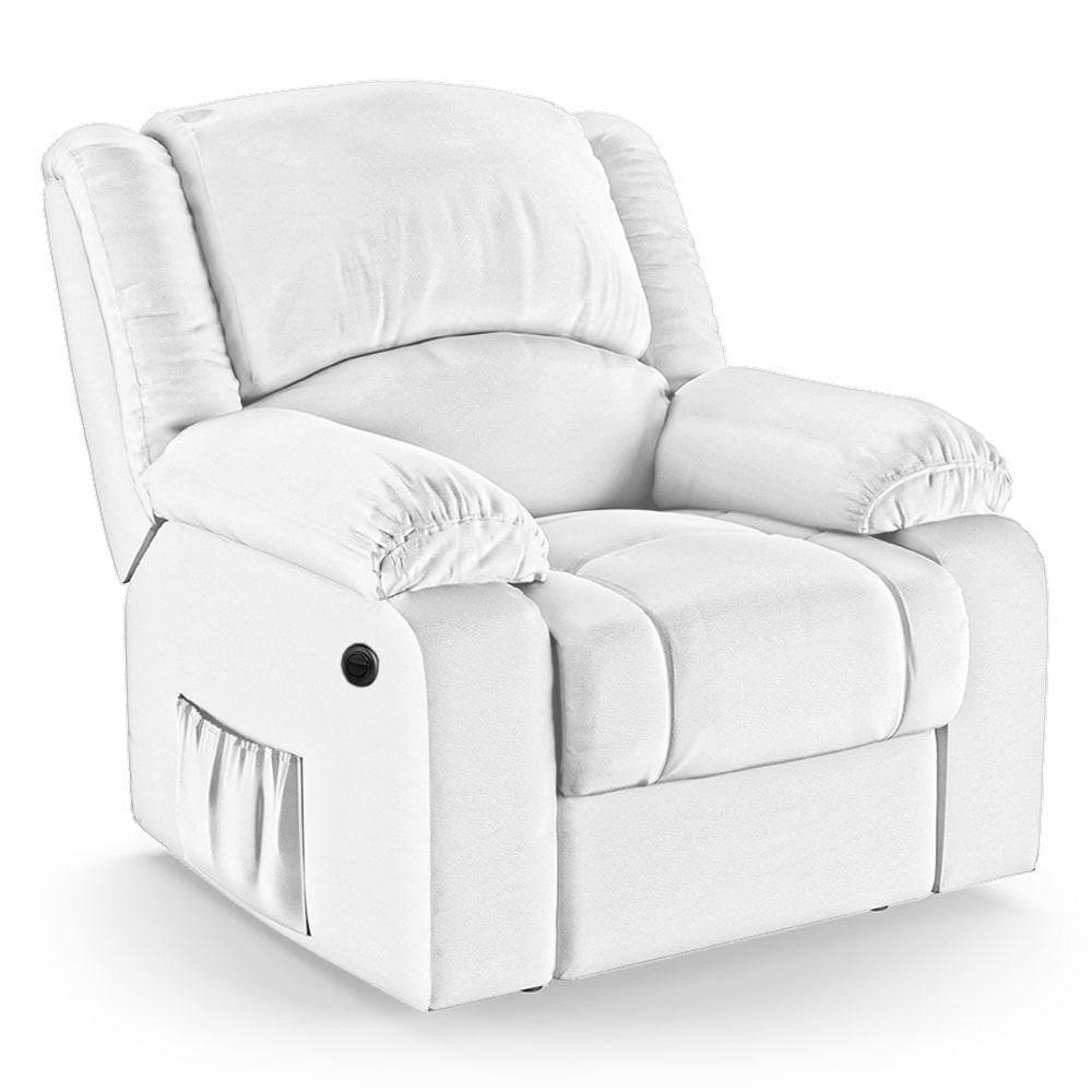 Poltrona Do Papai Reclinável Melim Elétrica Led Massagem Pu Fh1 Branco