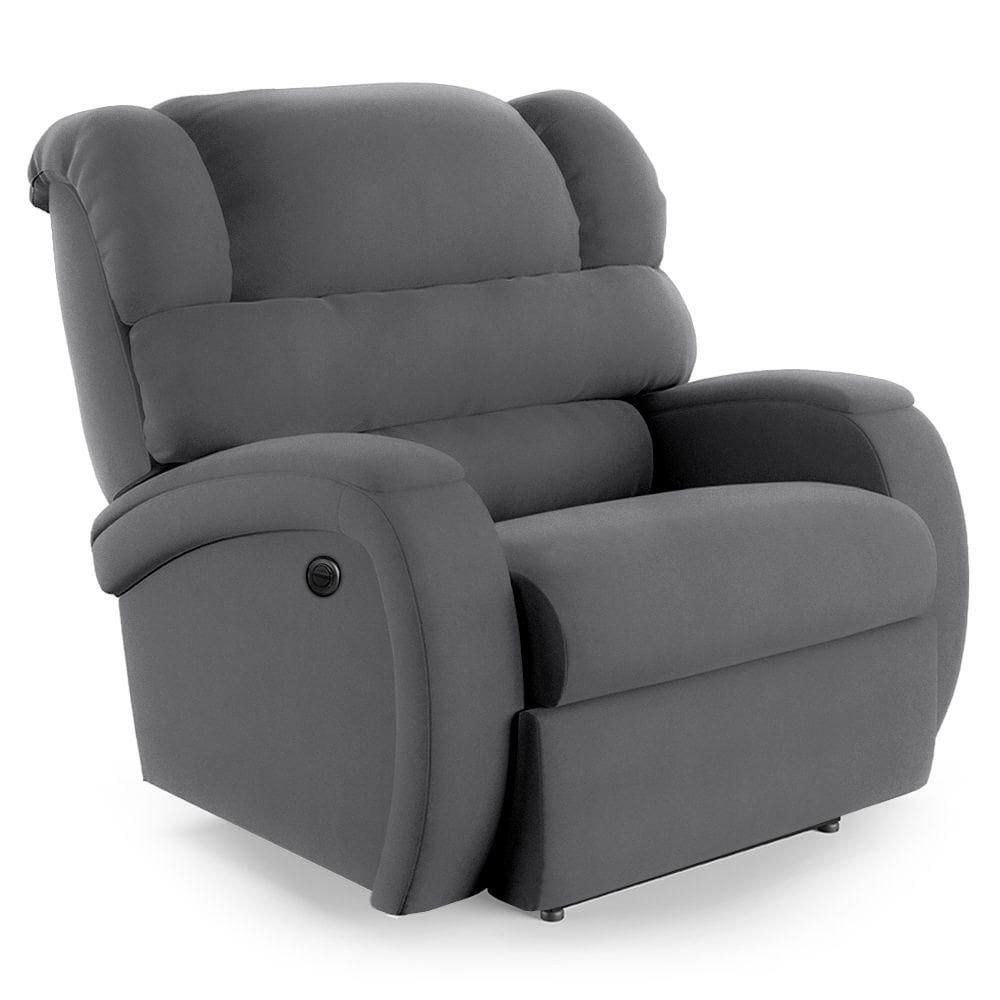 Poltrona Do Papai Reclinável Napoli Power Elétrica Massagem Veludo Fh1 Cinza