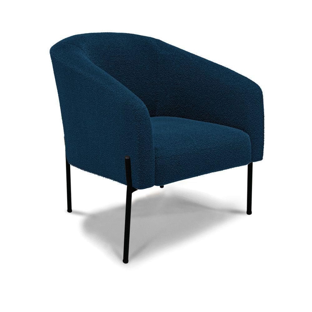 Cadeira Sala De Jantar Pé De Ferro Preto Stella Bouclê D03 - D\\`rossi Cor Azul