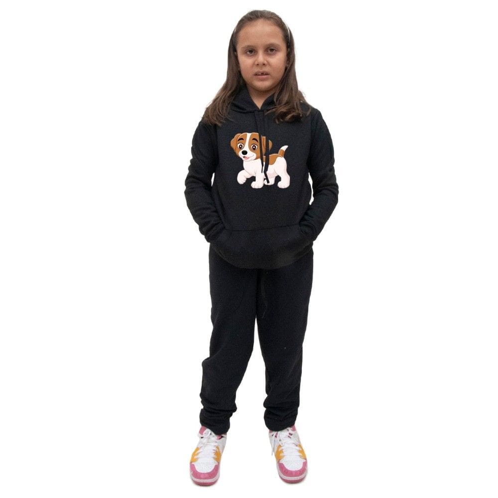 Conjunto de Moletom Menina Infantil Estampa de Cachorro Com Calça Confortavel Para Passeio