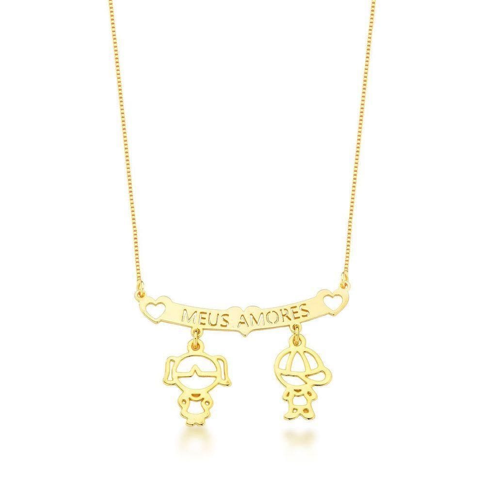 Colar Filhos Meus Amores Banhados A Ouro 18k - Casal