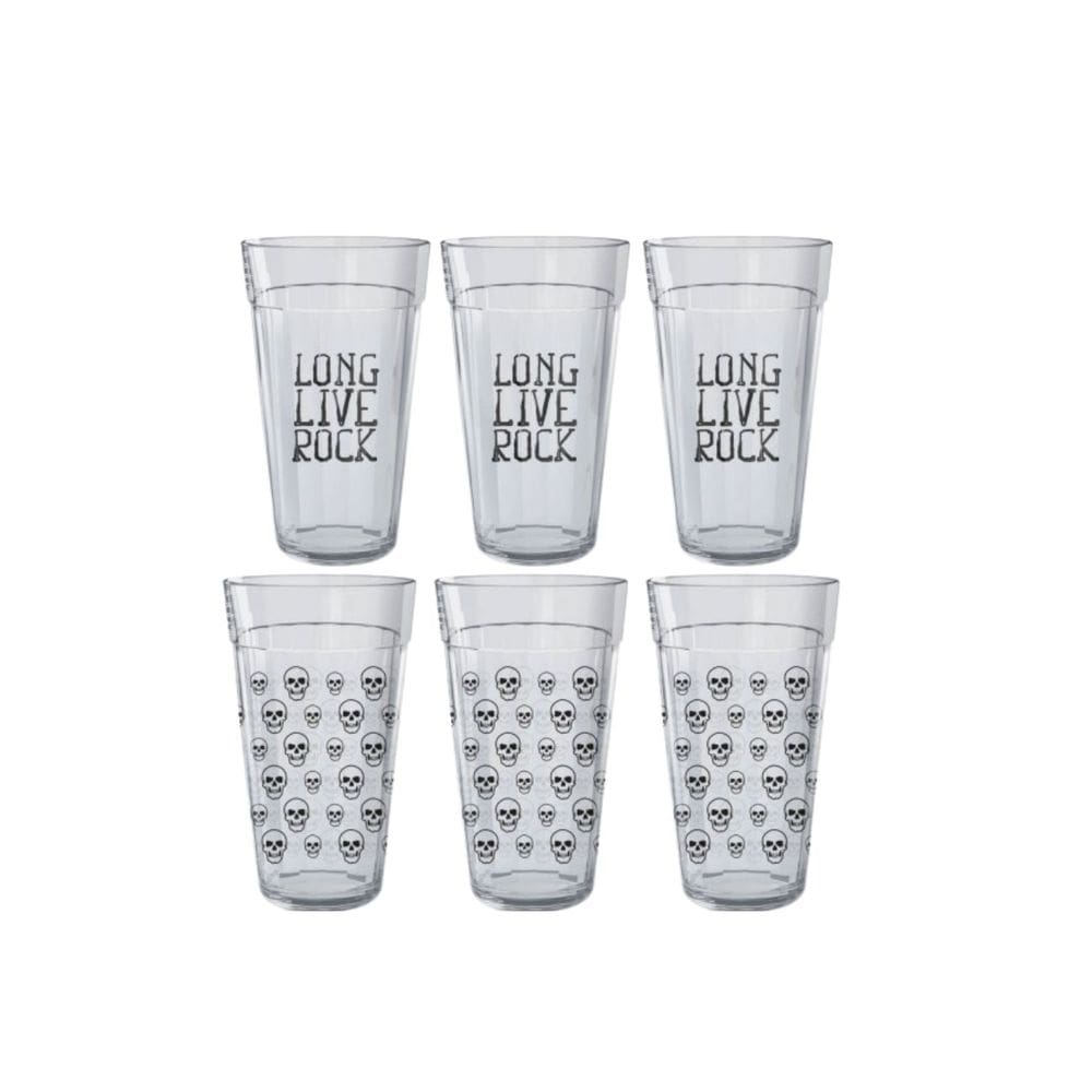 Jogo De Copo Rock Americano Caveira Nadir 345ml Kit 6 Peças
