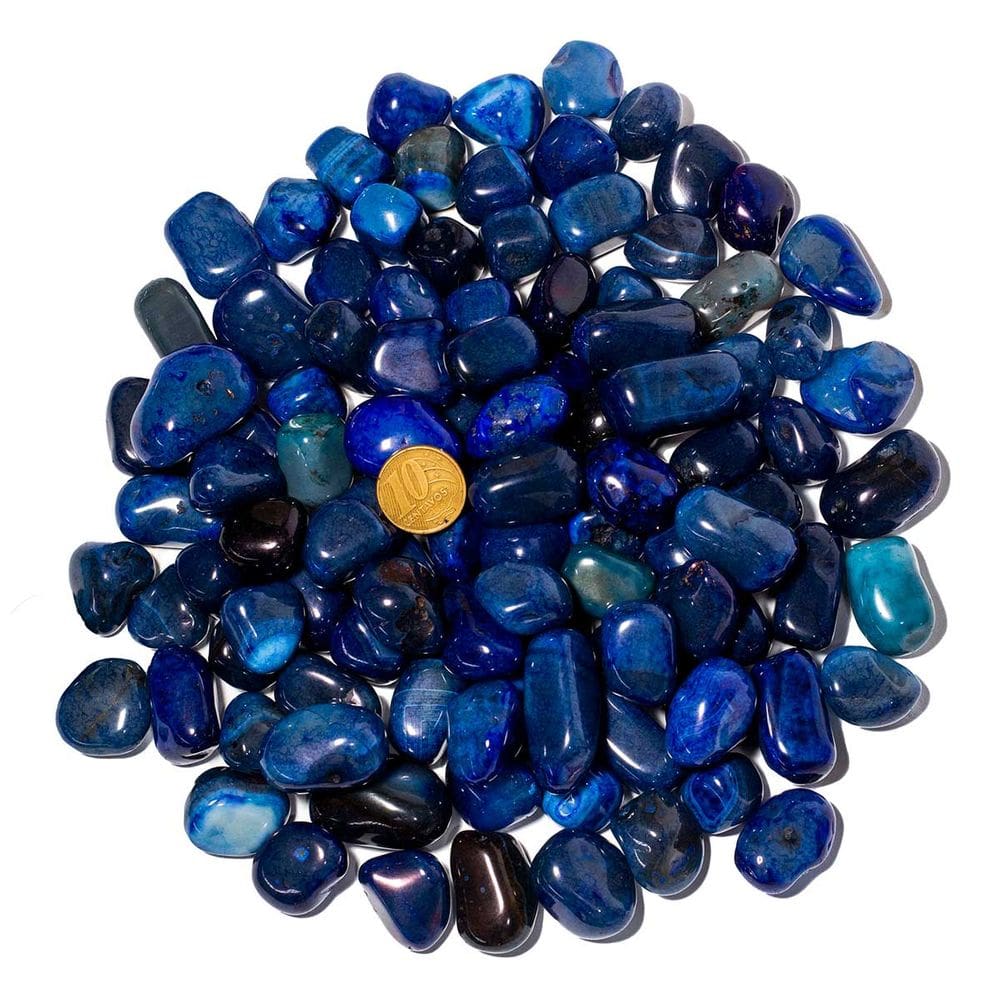 1 Kg Ágata Azul Pedra Rolada P Extra 10 a 20mm