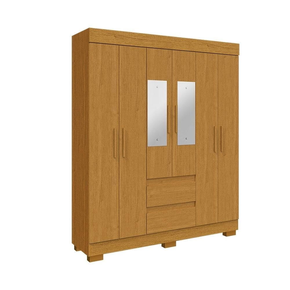 Guarda Roupa Casal 6 Portas 2 Gavetas Com Espelho Maya Acp Móveis Cinamomo