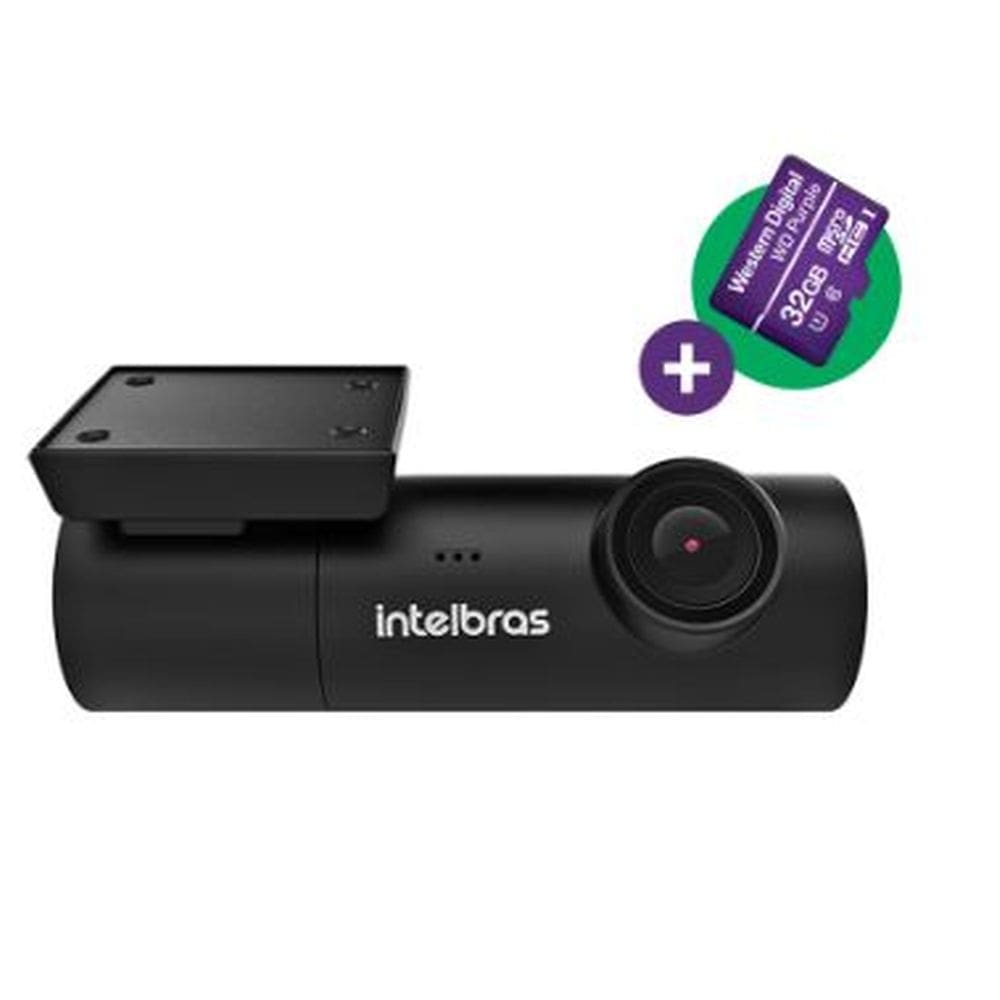 Câmera Veicular Smart Full HD com Cartão de Memória MicroSD 32GB DC3102 Intelbras -Preta