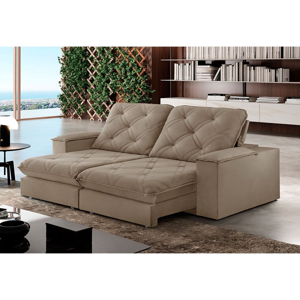 Sofa Retrátil Cuiabá 2,30m Mola Ensacada 04 Lugares Txr