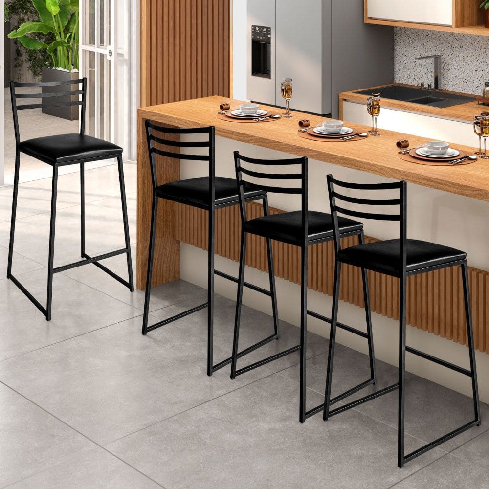Conjunto de 4 Banquetas Alta Lisboa de Aço de Carbono