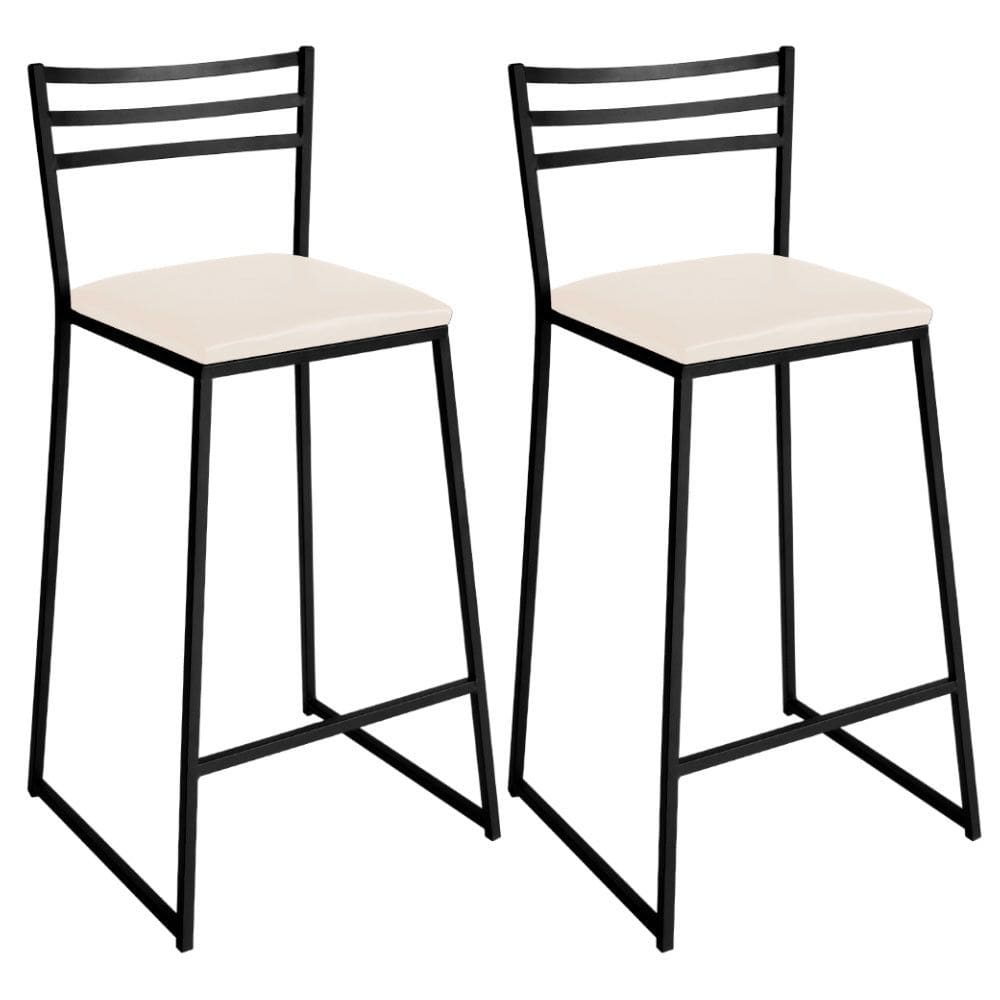 Conjunto de 2 Banquetas Alta Lisboa de Aço de Carbono