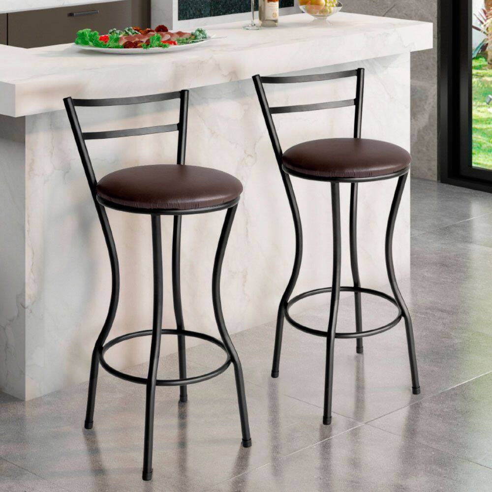 Conjunto de 2 Banquetas Alta Home de Aço de Carbono