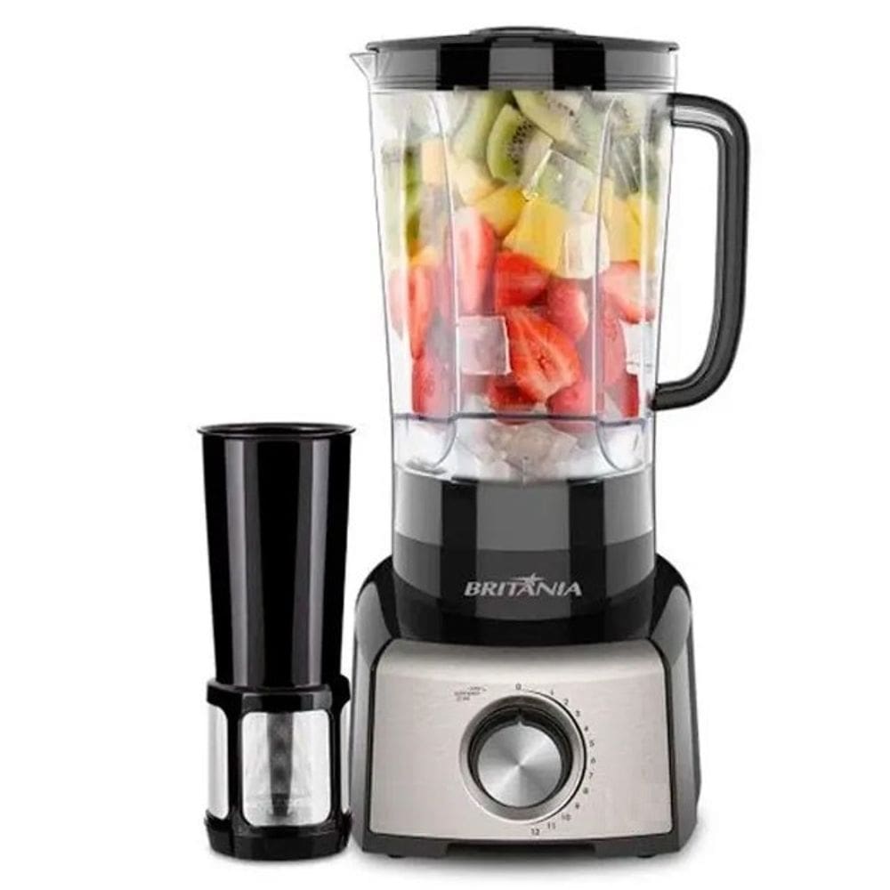 Liquidificador Britania 3L Turbo 12 Velocidades 1200W Preto Inox