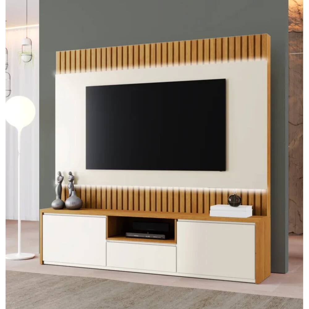 Home Boreal com Led Para TV 58" Naturalle/Off White - Mavaular