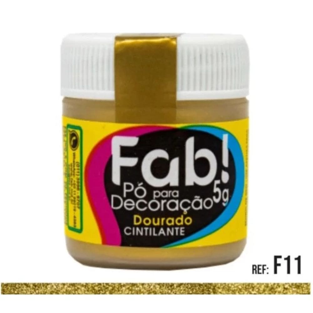 Pó Para Decoração Comestível (Bolos e Doces) Fab 3g Dourado Cintilante