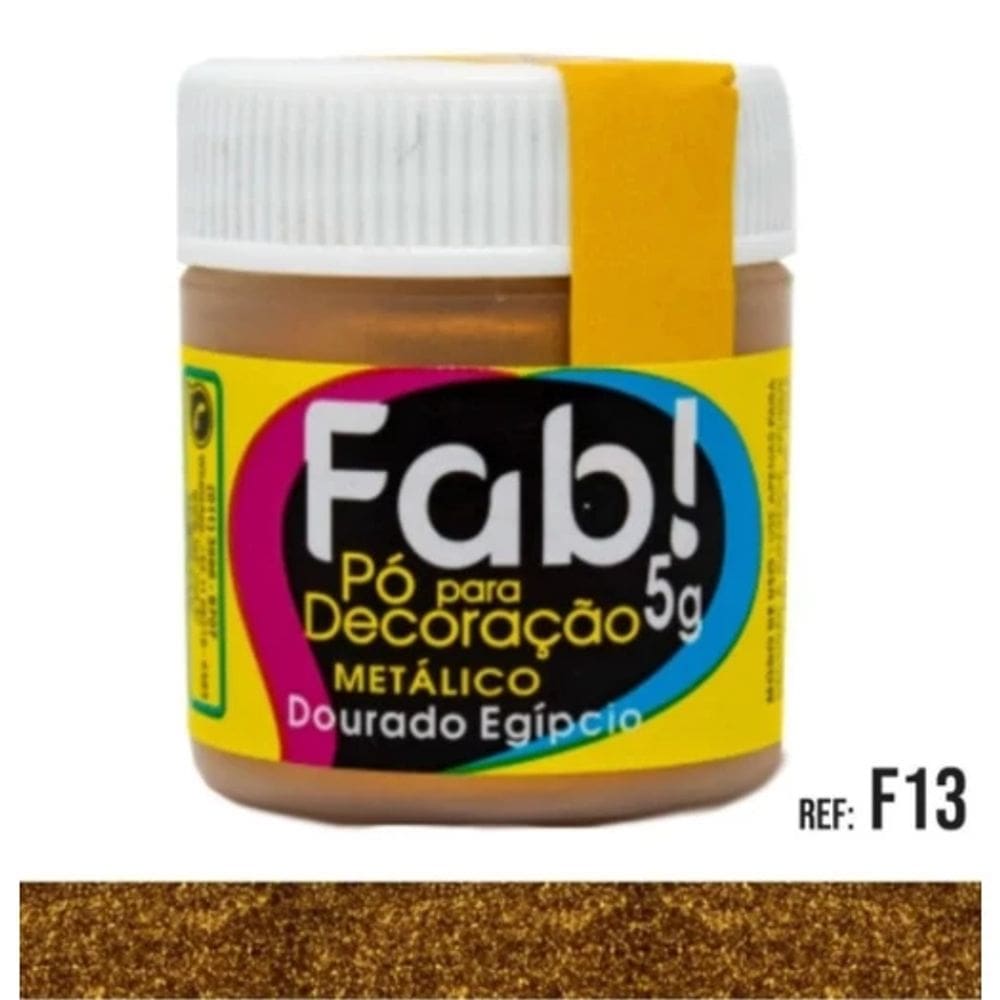 Pó Para Decoração Comestível (Bolos e Doces) Fab 3g Dourado Egípcio