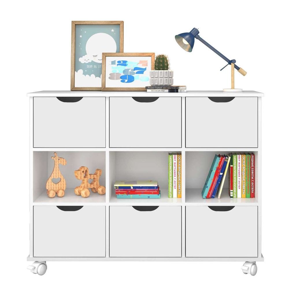 Nicho Organizador Branco com 6 Gavetas Branco e Rodízios - Qmovi