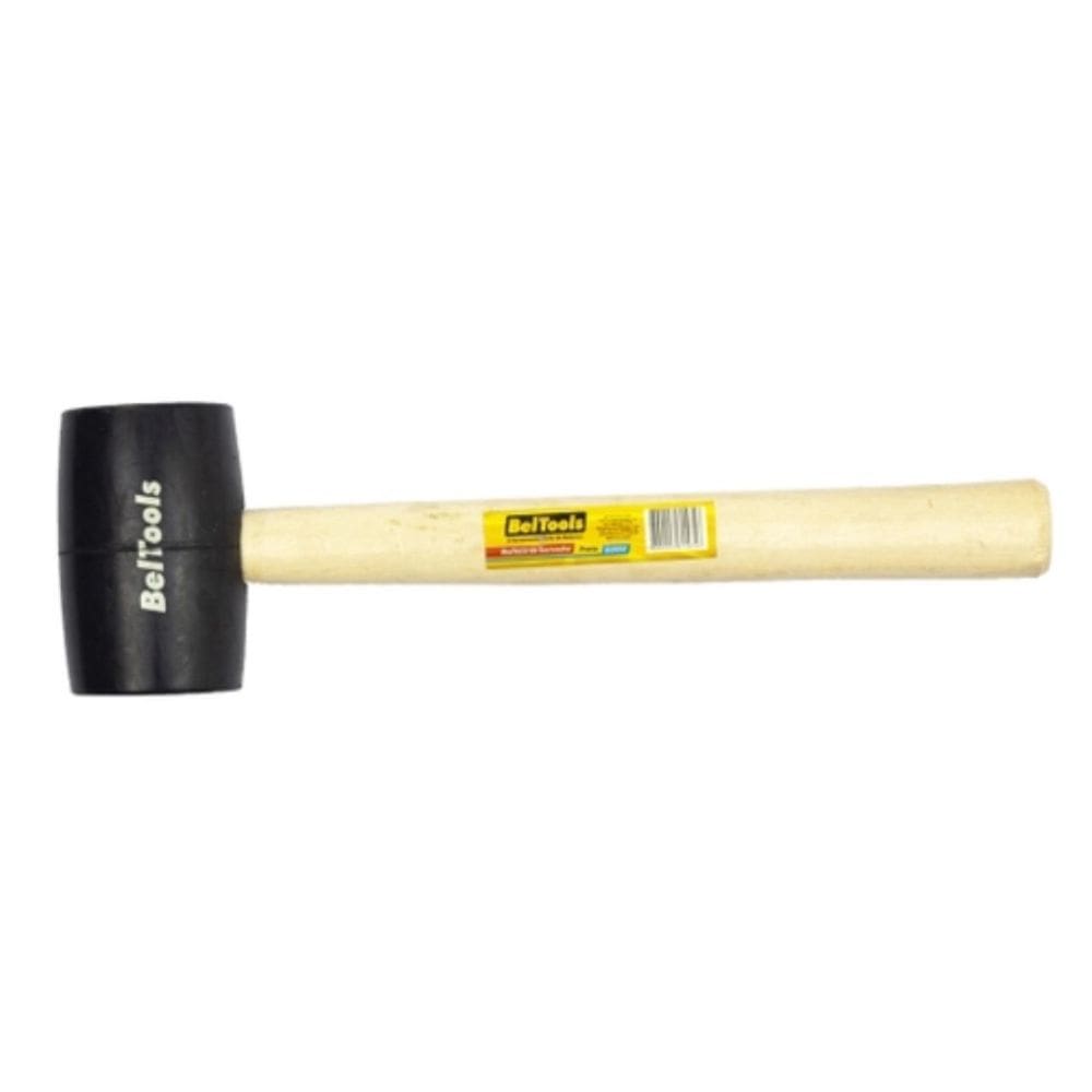 Martelo de Borracha 60mm Preto cabo Madeira Beltools