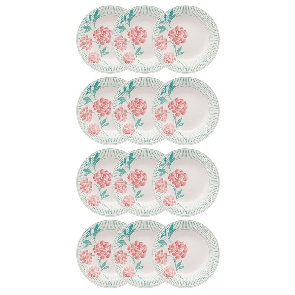 Prato Fundo de Cerâmica 22 cm Estampa Donna Bloom 12 Unidades - Biona 102490