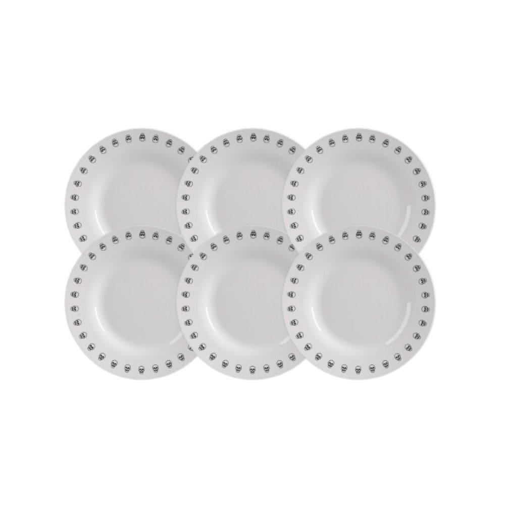Jogo Prato De Sobremesa Opaline Menu Branco Vidro - Kit 6 Un