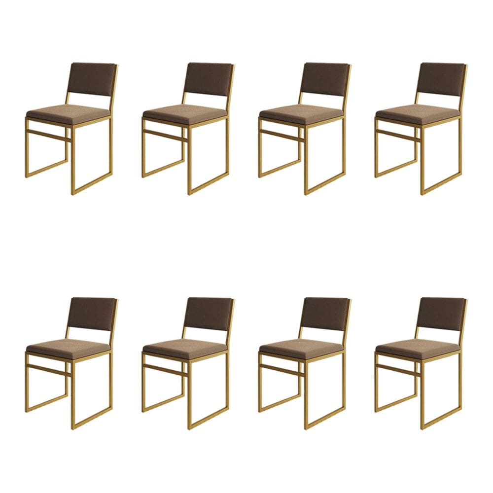 Kit 8 Cadeiras De Jantar Industrial Isa Assento Veludo Marrom Base Dourado