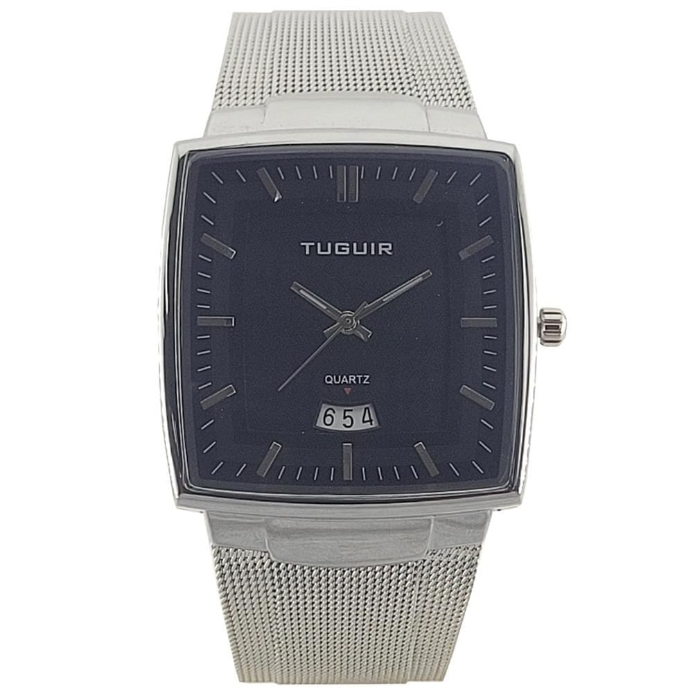 Relógio Tuguir Masculino Ref: 9311 Tg30334 Retangular Mesh Prateado