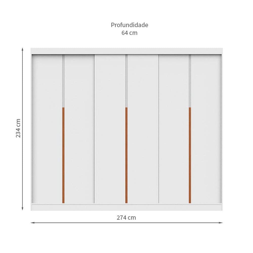 Kit 3 Portas de Correr para Módulo Tuyo com Rodapé Branco 274 cm