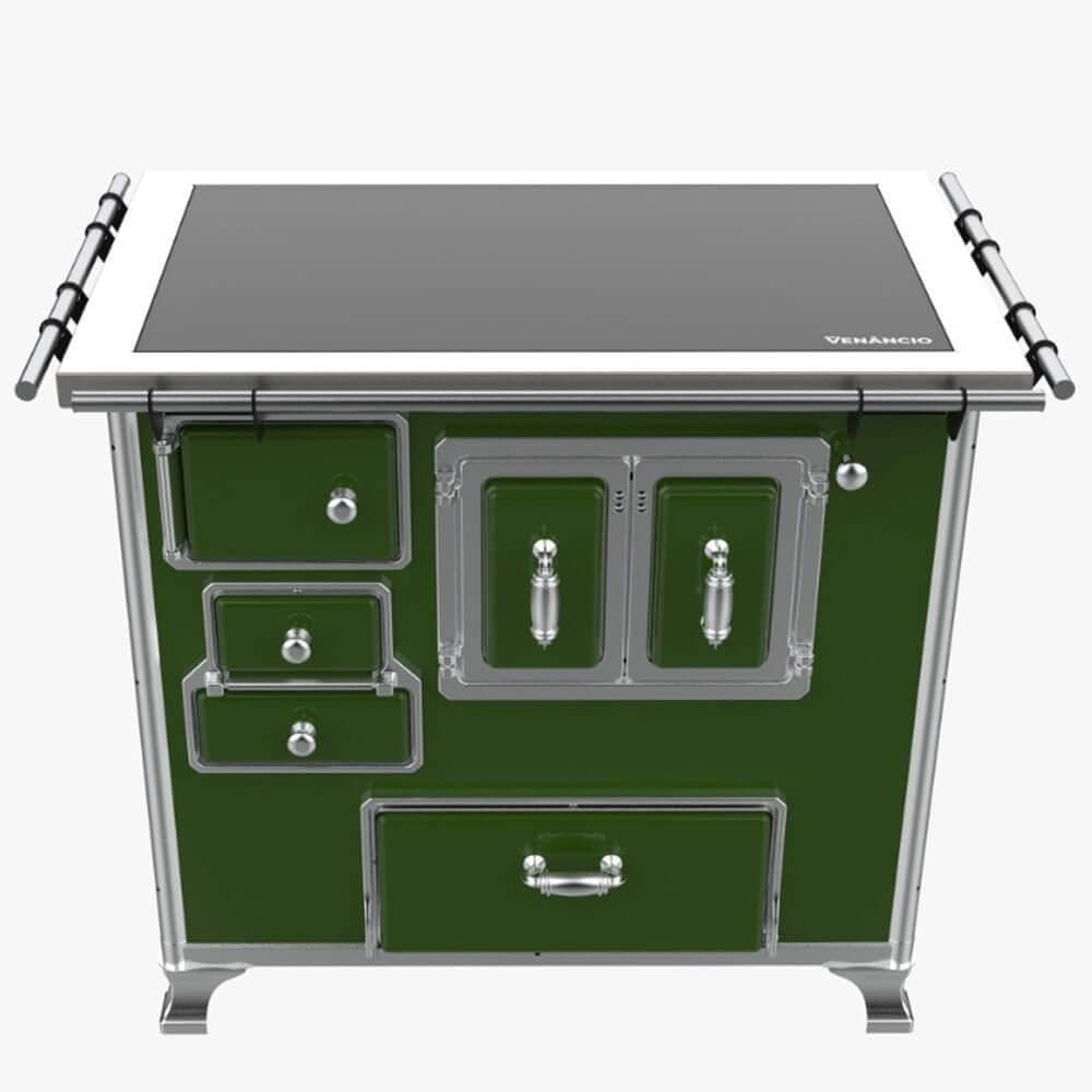 Fogão a Lenha Tradicional Venâncio Gab Nº2 Vitrocerâmico Verde s/ Tampa Porta Dupla Direito - 35948