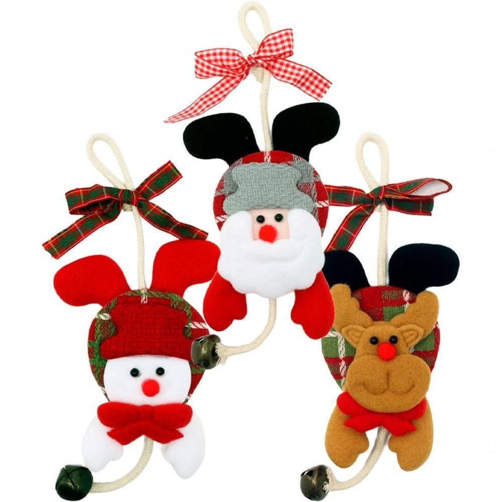 Kit 9 Pendente Natalino Boneco De Neve Rena Papai Noel 18cm