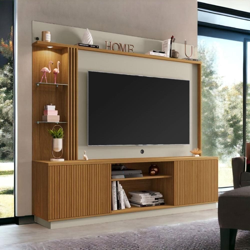 Home Para Tvs 65 Atlanta Cinamomo e Off White Ripado Bechara