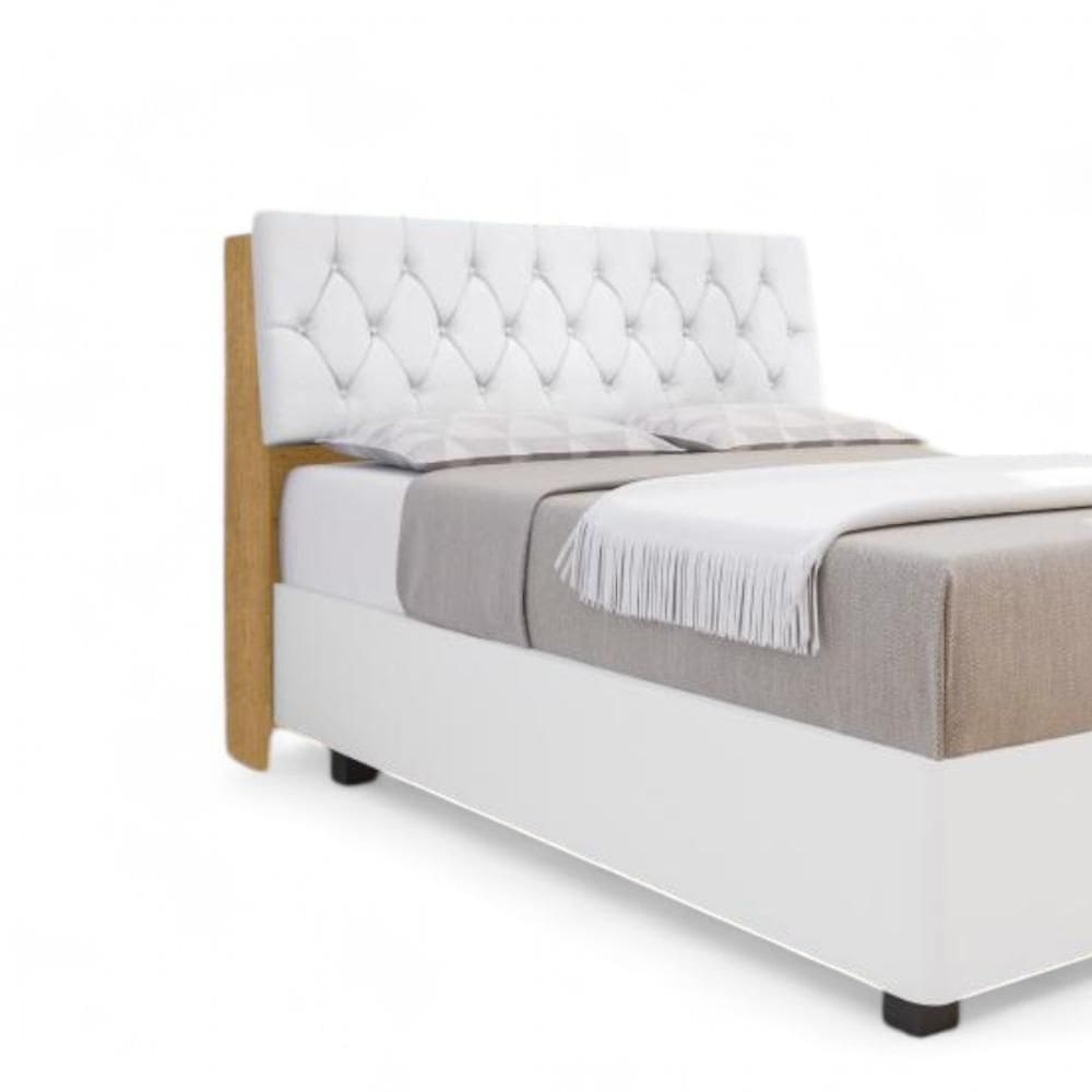 Cabeceira Estofada ísis Solteiro Naturalle Com Capitonê Branco