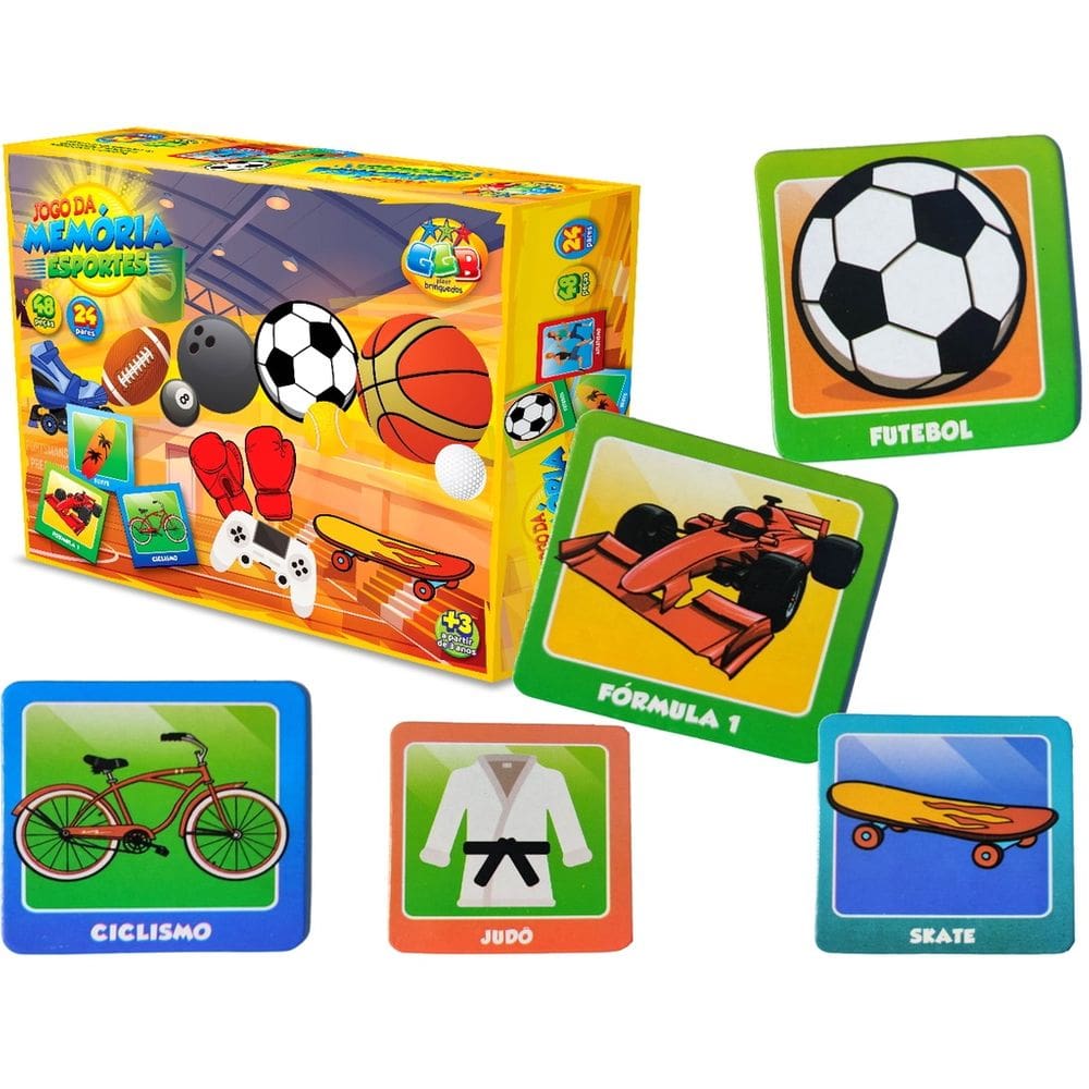 Jogo da Memoria Esportes 48 Peças Educativo Infantil