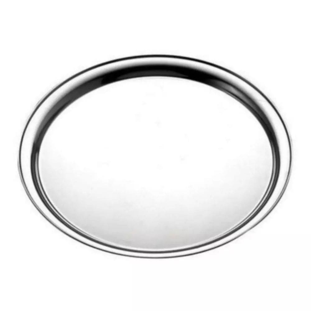 Bandeja Travessa Para Garçom Redonda 36cm em Aço Inox 6 Peças (Ideal para Restaurantes, Lanchonetes e Bares)