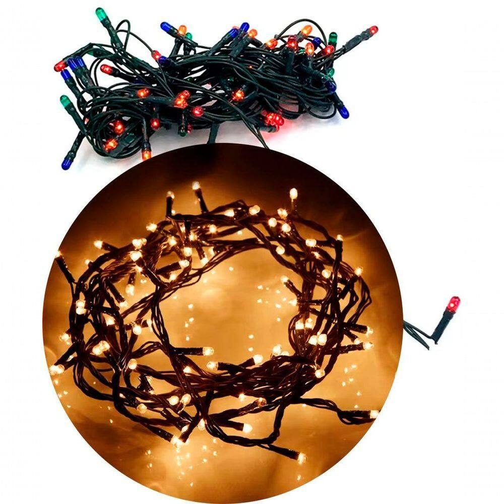 Pisca Cordão 100 Micro-lâmpadas Leds Branco Quente De 3,6m