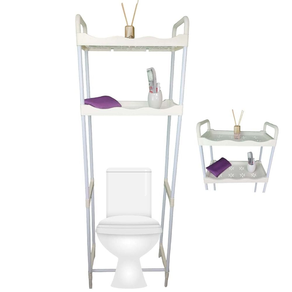 Rack Estante Banheiro 2 Prateleiras Vaso Sanitario Casa Organizaçao Lavanderia Cozinha Armazenamento Pratico