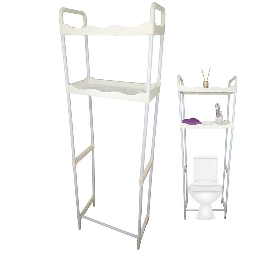 Rack Estante Banheiro 2 Prateleiras Vaso Sanitario Casa Lavandeira Cozinha Pratico Armazenamento Organizaçao