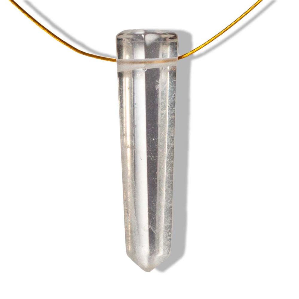 Ponta de Cristal Lapidado Furado Para Pingente de Colar Furo Vazado Lateral