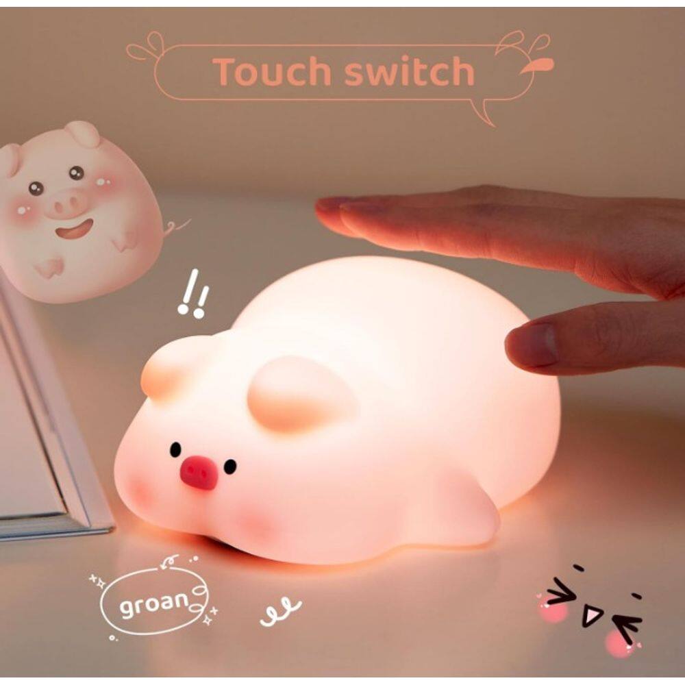 Luminaria Interativa Porquinho Touch Premium Cúpula Porco Estrutura Branco 110v/220v