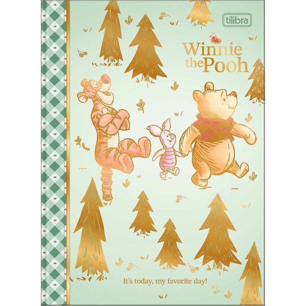 Caderno Colegial Brochura Capa Dura Ursinho Pooh Folhas Decoradas Super Fofo 80 Folhas - Tilibra