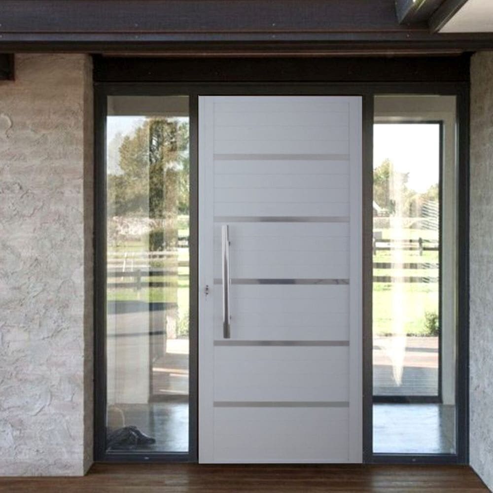 Porta Pivotante Solara Alumínio Puxador Tubolar 210 X 120 Lado Direito Branco
