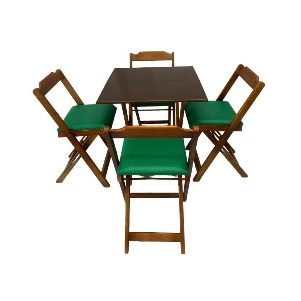 Conjunto Mesa Dobrável 70x70 Cm com 4 Cadeiras Imbuia