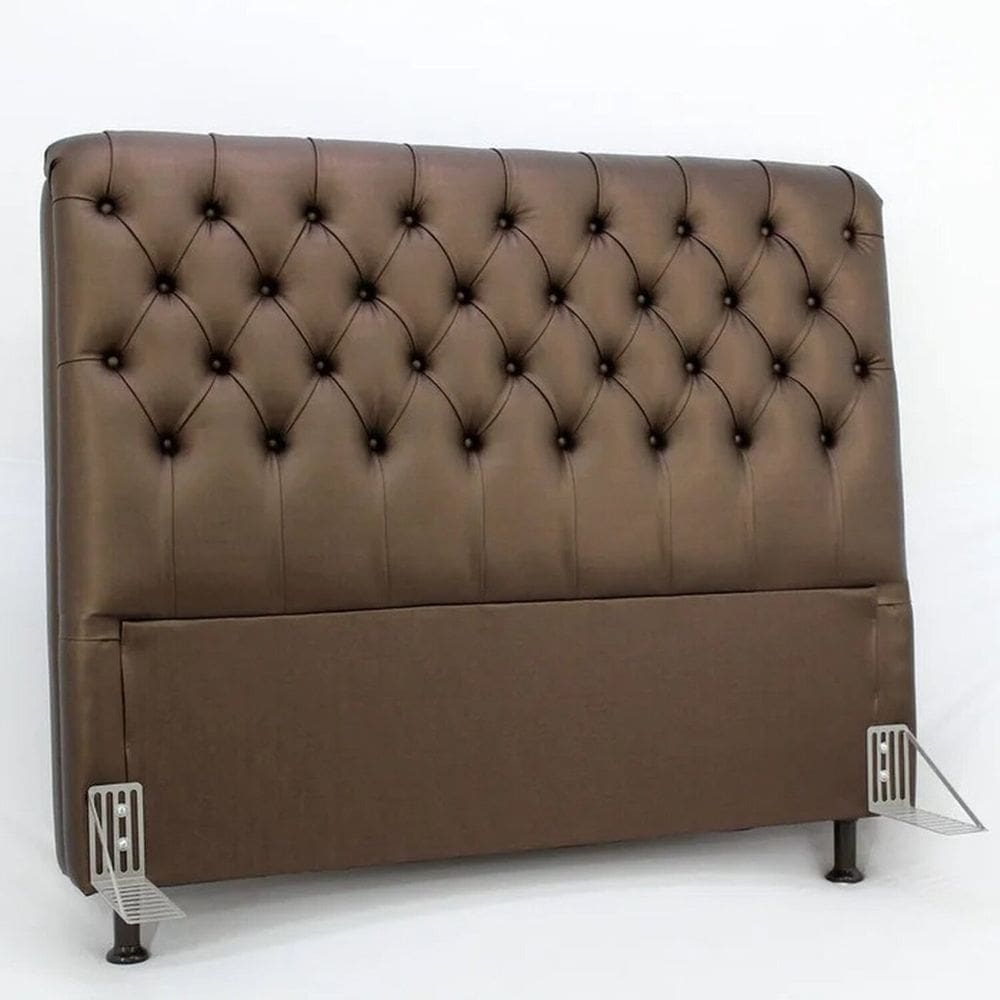 Cabeceira de Cama Box Casal 138cm Pádua Couro Café